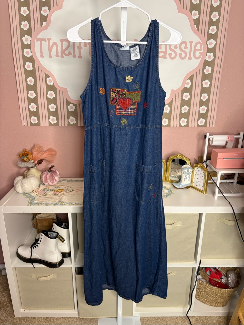 Bobbie Brooks Denim Embroidered Fall denim maxi Dress